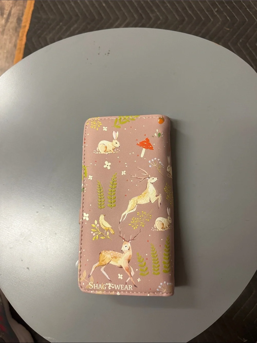 SHAG WEAR Rabbit & Deer Print Large Zipper Wallet - Pale Pink